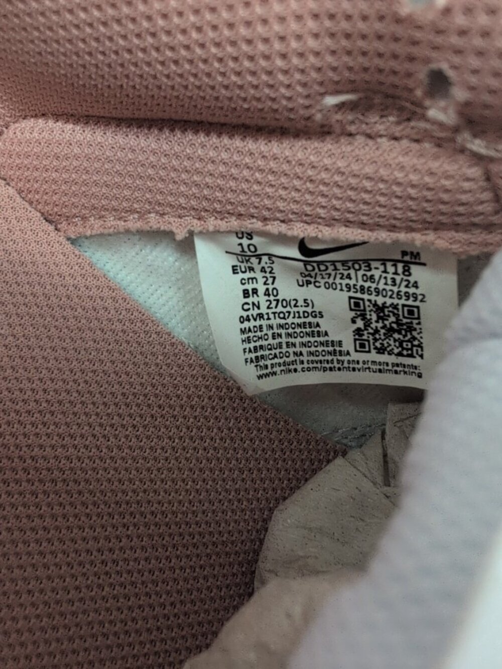 Nike Dunk Low Women's Sneakers Rose Whisper DD1503-118 Size 10 - Picture 10 of 16